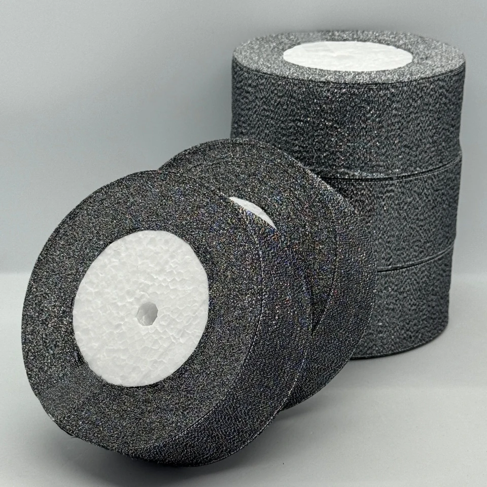 Тасьма парчева 4 см (5*25 ярдів/ 22,75 м.), 111 чорний + срібло