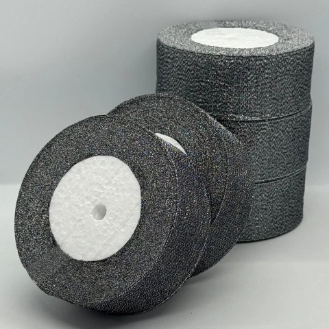 Тасьма парчева 4 см (5*25 ярдів/ 22,75 м.), 111 чорний + срібло