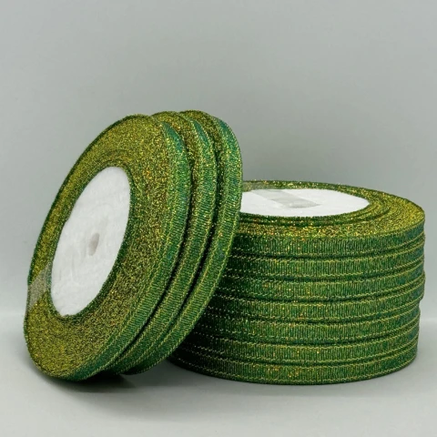 Тасьма парчева 0,6 см (10*25 ярдів/22,75 м.), 47 бірюза + золото