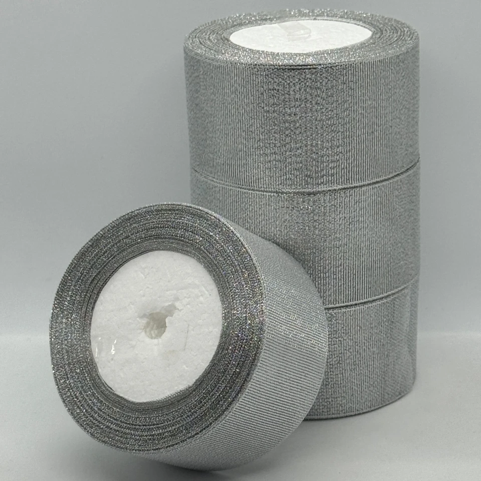 Тасьма парчева 5 см (4*25 ярдів/ 4*22,75 м.), срібло