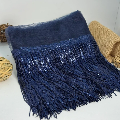 Бахрома танцювальна з паєткою 20 см (10 ярдів/9,14 м.), 16 темний синій