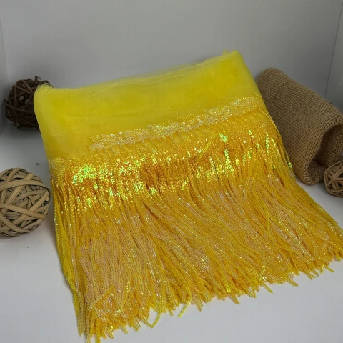Бахрома танцювальна з паєткою 20 см (10 ярдів/9,14 м.), 26 жовтий