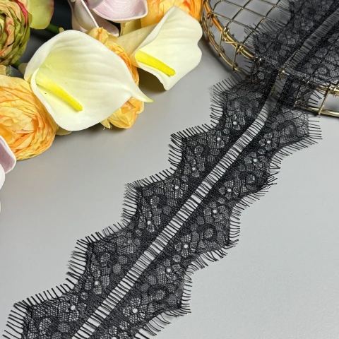 Мереживо французьке J73035 7 см. (10*3 м.), чорний