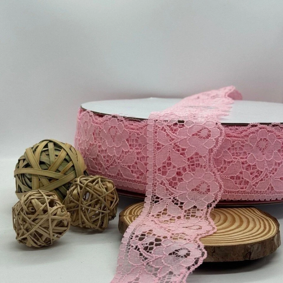 Мереживо поліестр кольорове 101 6 см (100 ярдів/91 м.), 8 рожевий