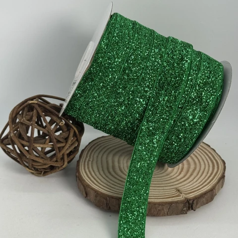 Лента бархатная парча люрекс 2 см (25 ярдов/22,75 м.), 06 зеленый