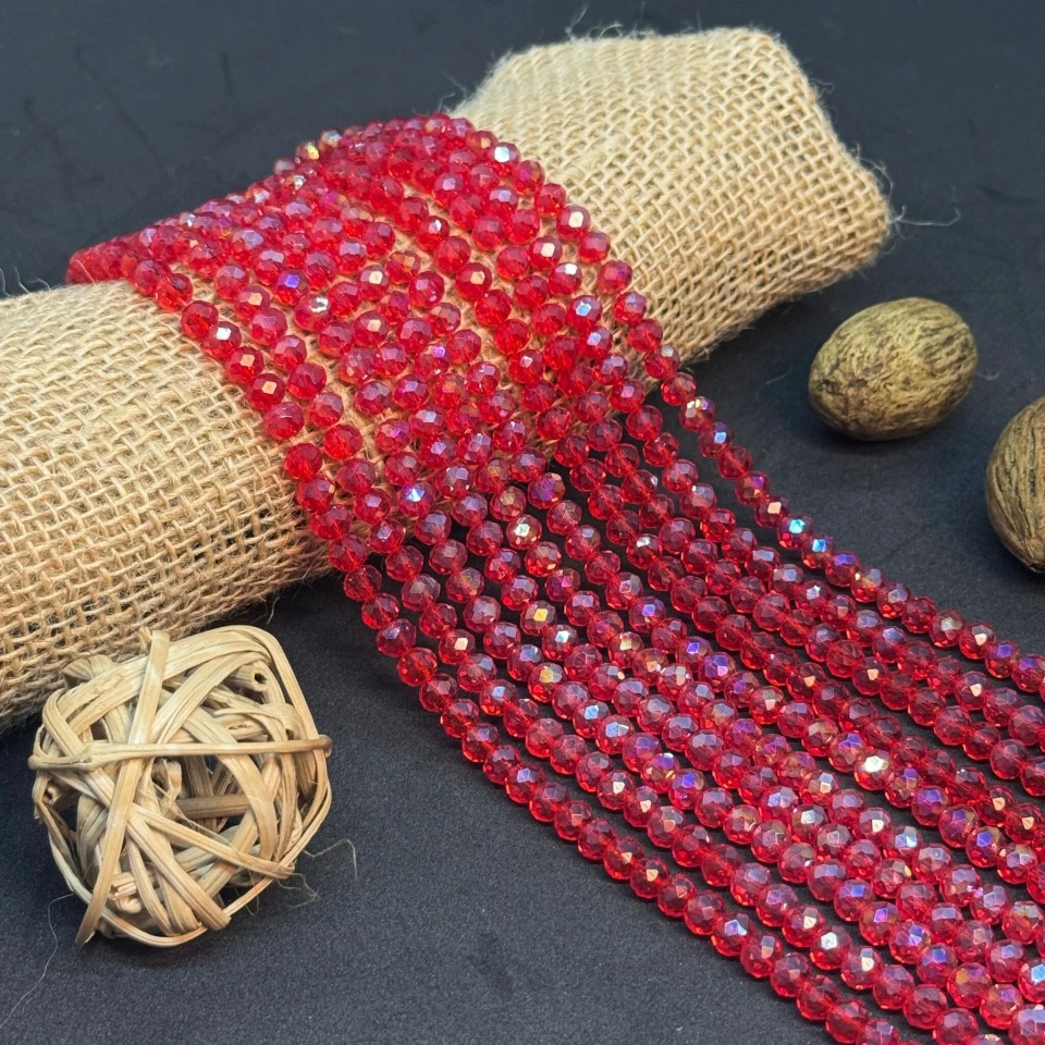 Хрусталь на нитці 6 мм (10*83 шт.), М132 темний бордовий