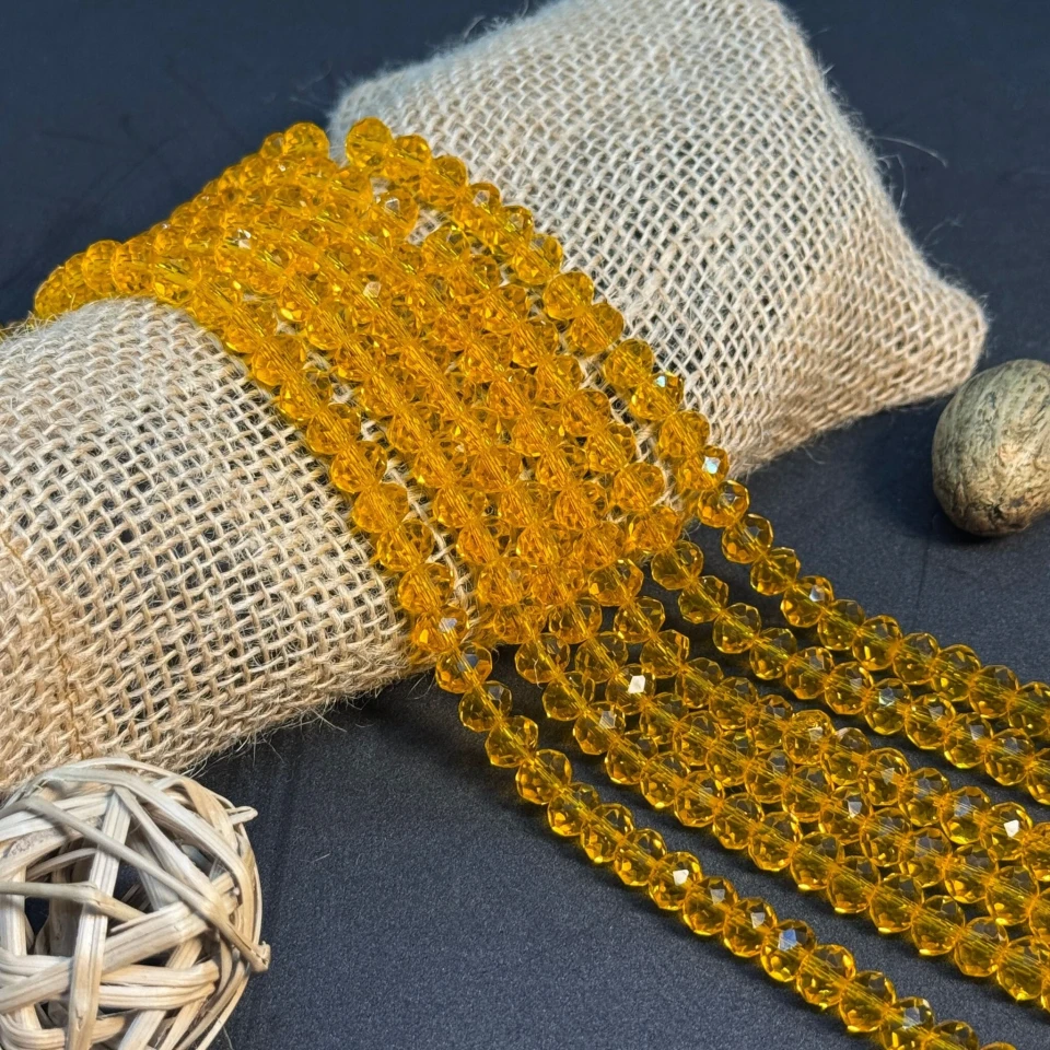 Хрусталь на нитці 8 мм (10*63 шт.), М010 жовтий