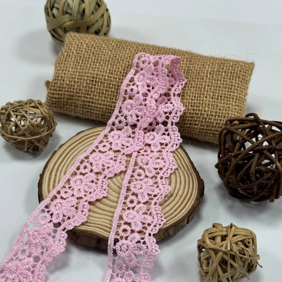 Мереживо поліестер 9029 4 см.(15 ярдів/13.5 м.), рожевий