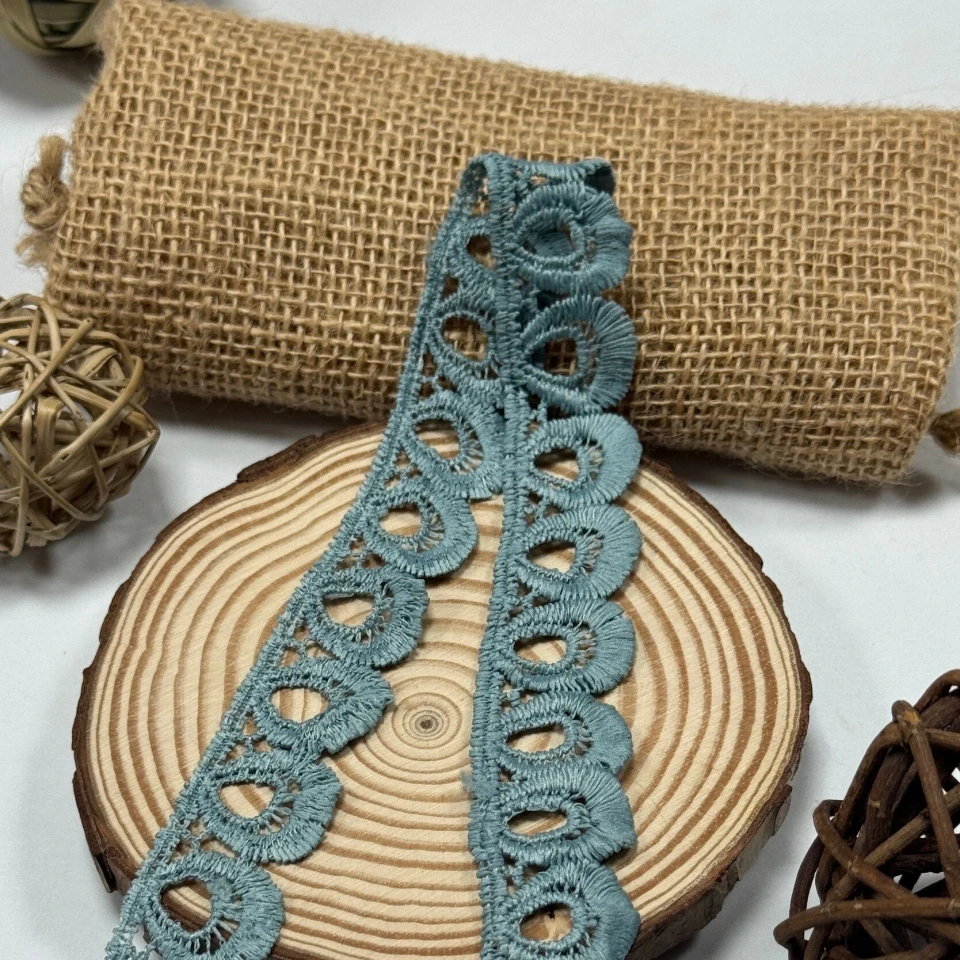 Мереживо поліестер 8860 2,5 см. (15 ярдів/13.5 м.), синій