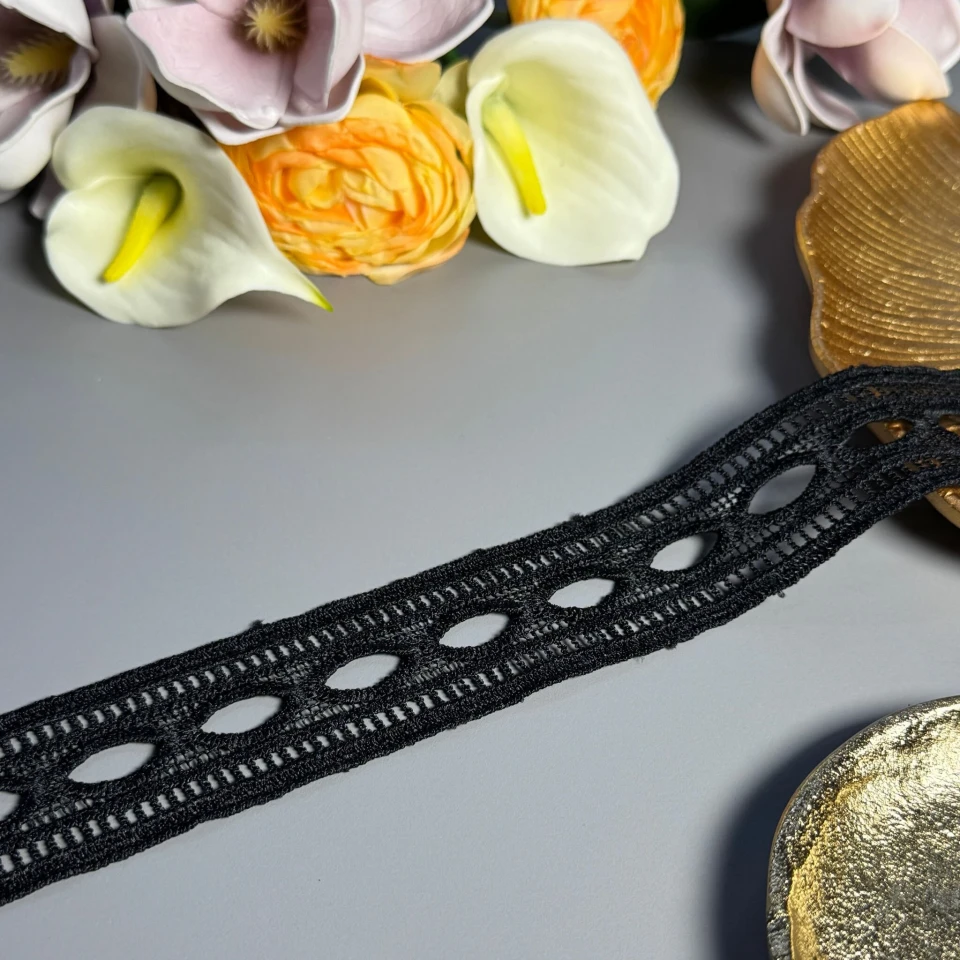 Мереживо поліестер ВВ103289 4 см.(15 ярдів/13.5 м.), чорний