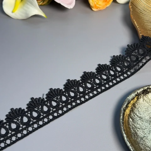 Мереживо поліестер ВВ104222 4 см.(15 ярдів/13.5 м.), чорний