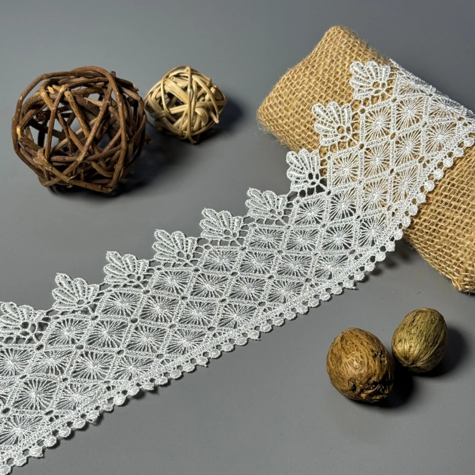 Мереживо поліестер 184 9 см. 9 см.(19-19.5 метрів), білий (19.5 метрів)