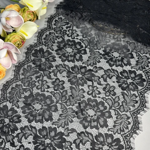 Мереживо французьке 60032 38 см. (10*3 м.), чорний