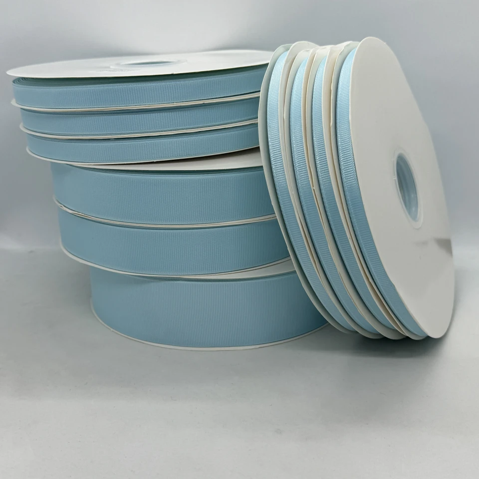 Лента репс 1 см (25*100 ярд/ 91 м.), 1303 голубой (Морозное небо)