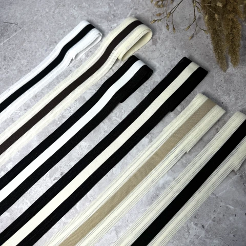 Лампас трикотажний 4 см "Urban Edge" (50 м), чорний+молочний