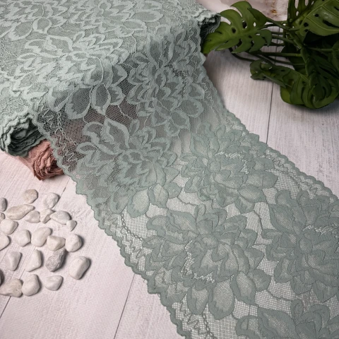 Кружево стрейч (1113) 21,5 см (25 м.), **бирюза**