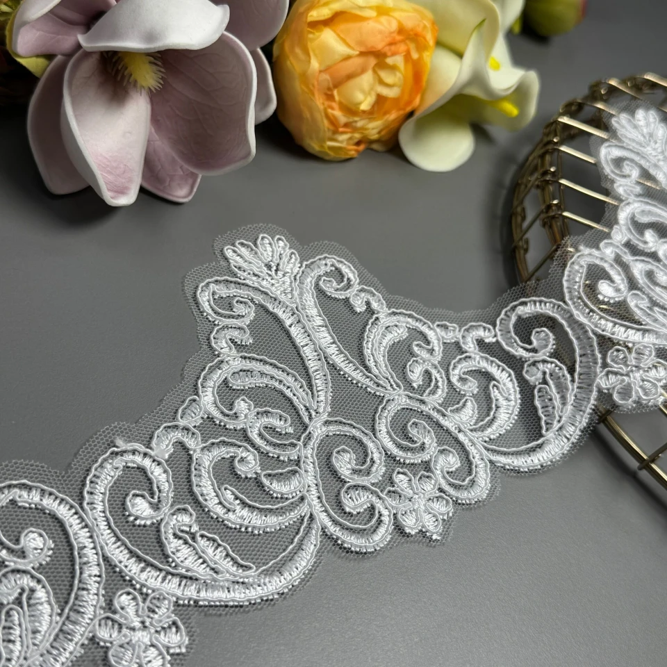 Мережево з кордовую ниткою Т600010 10 см. (16 ярдів/14.6 м.), білий