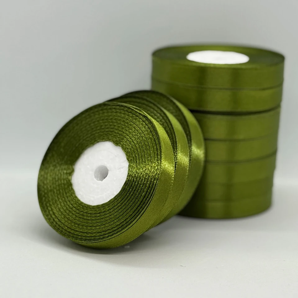 Стрічка атласна 1.2 см (10*36 ярдів), 61 зелений папороть