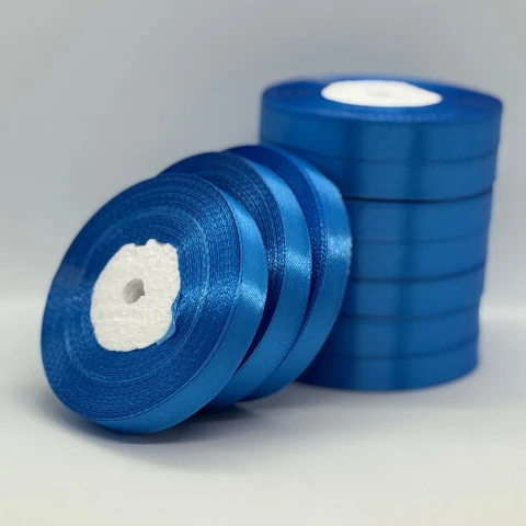 Стрічка атласна 1.2 см (10*36 ярдів), 121 світлий синій