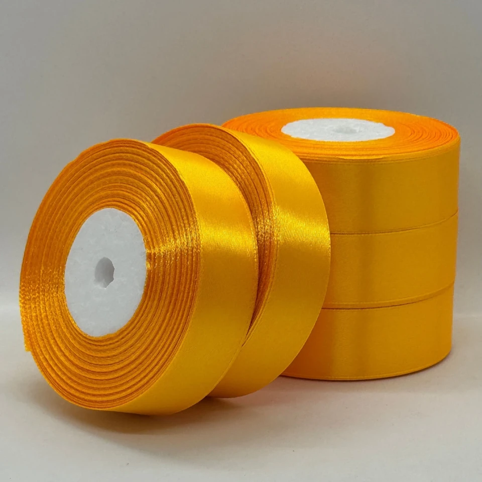 Стрічка атласна 2.5 см (5*36 ярдів), 16 темний жовтий