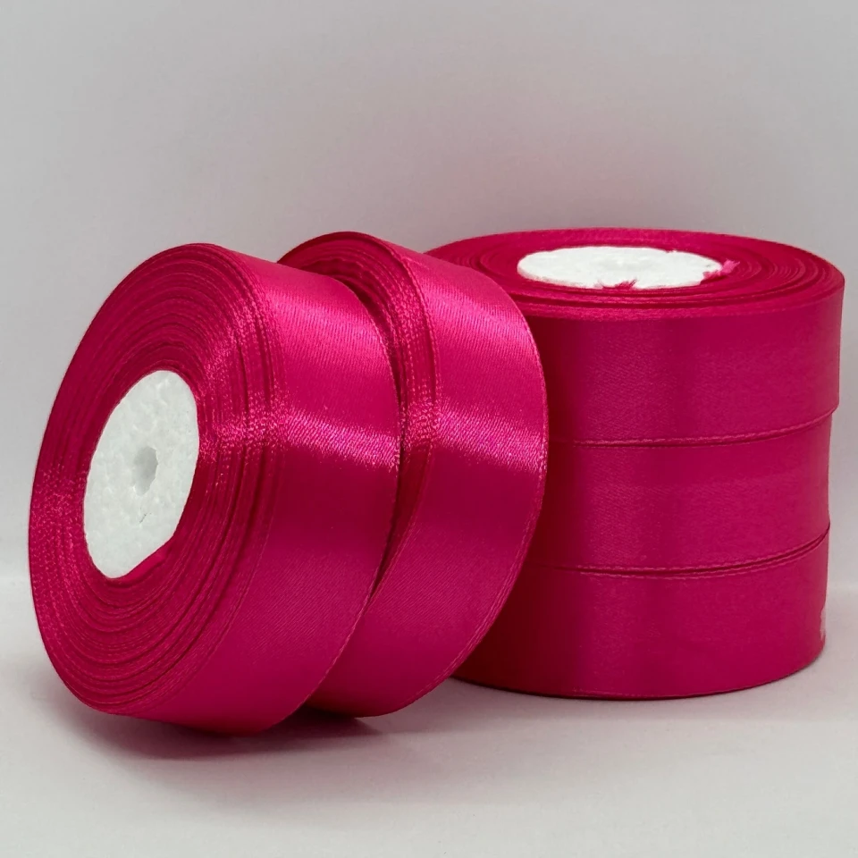 Стрічка атласна 2.5 см (5*36 ярдів), 28 малиновий