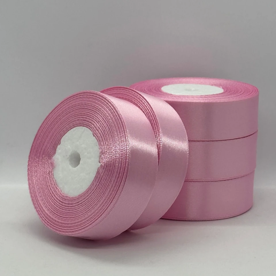 Стрічка атласна 2.5 см (5*36 ярдів), 93 світло рожевий