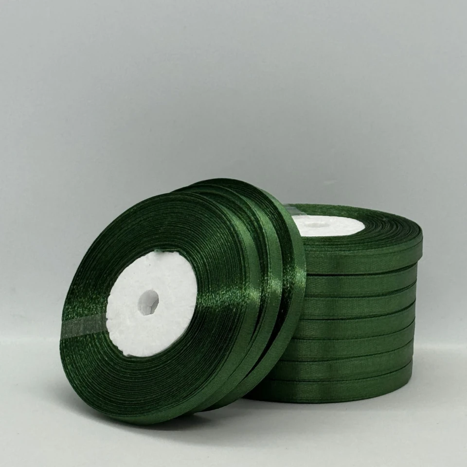 Стрічка атласна 0.6 см (10*36 ярдів), 49 зелена трава