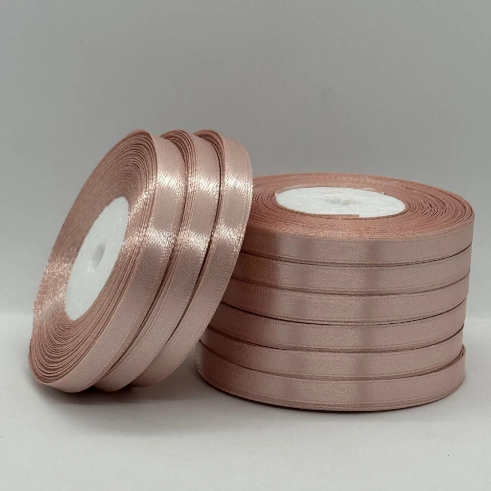 Стрічка атласна 0.6 см (10*36 ярдів), 107 світлий пудровий
