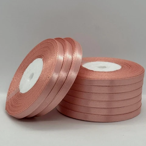 Стрічка атласна 0.6 см (10*36 ярдів), 146 темний пудровий