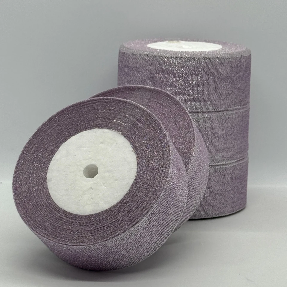 Тасьма парчева 4 см (5*25 ярдів/ 22,75 м.), 119 фіалковий + срібло