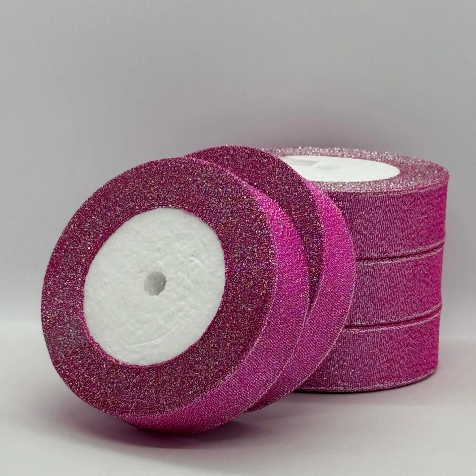 Тасьма парчева 2,5 см (5*25 ярдів/22,75 м.), 34 ліловий + срібло