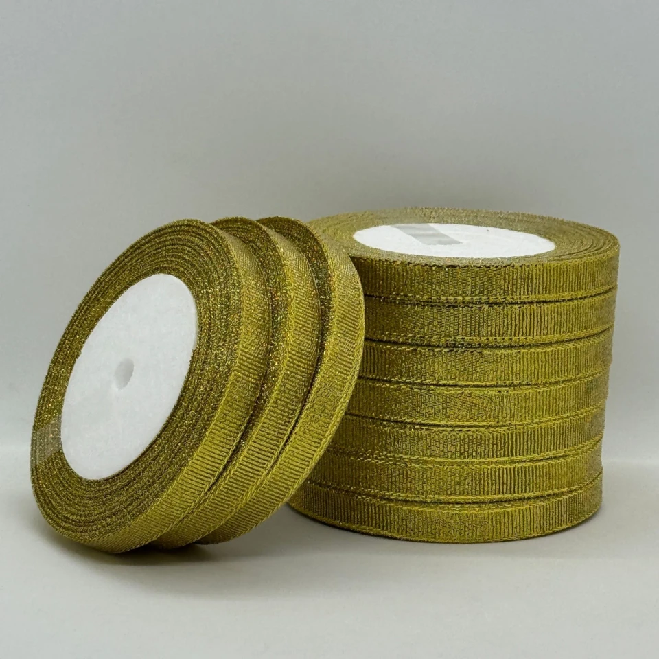 Тасьма парчева 1 см (10*25 ярдів/ 10*22,75 м.), золото