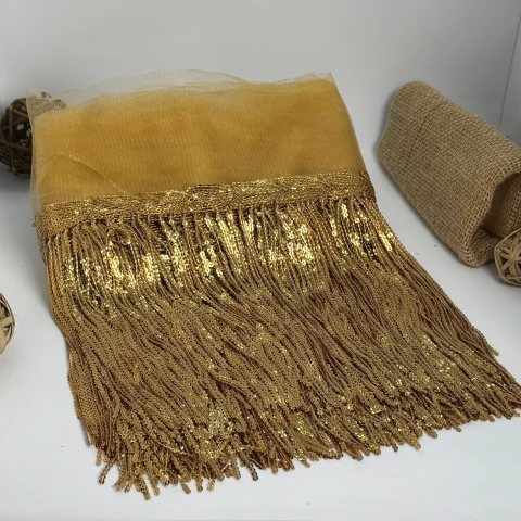 Бахрома танцювальна з паєткою 20 см (10 ярдів/9,14 м.), 7 світло коричневий