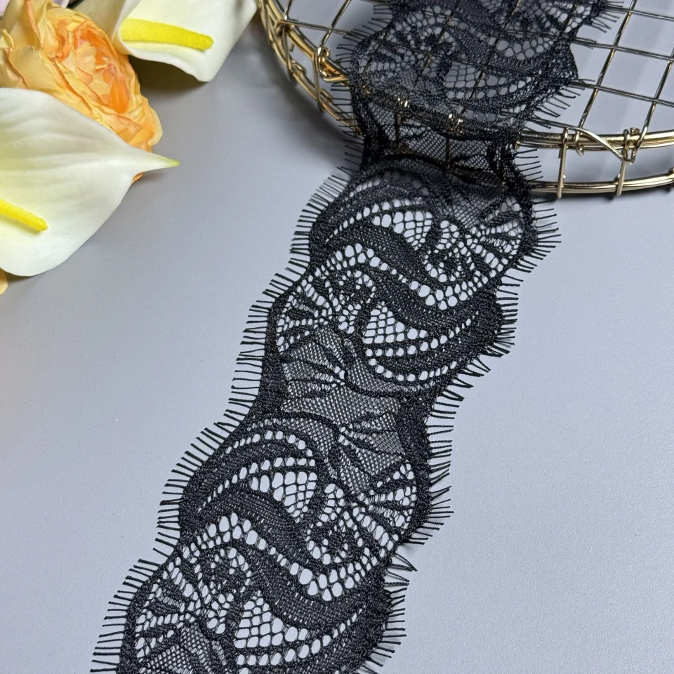 Мереживо французьке J73074 8 см. (10*3 м.), чорний