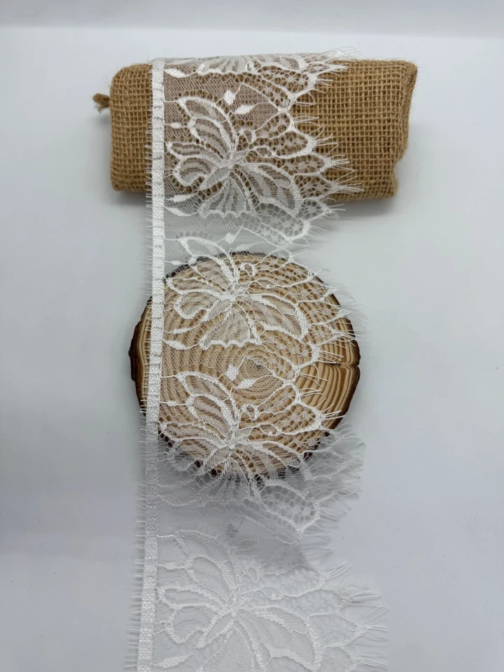 Мереживо французьке J73101 12 см. (10*3 м.), теплий білий