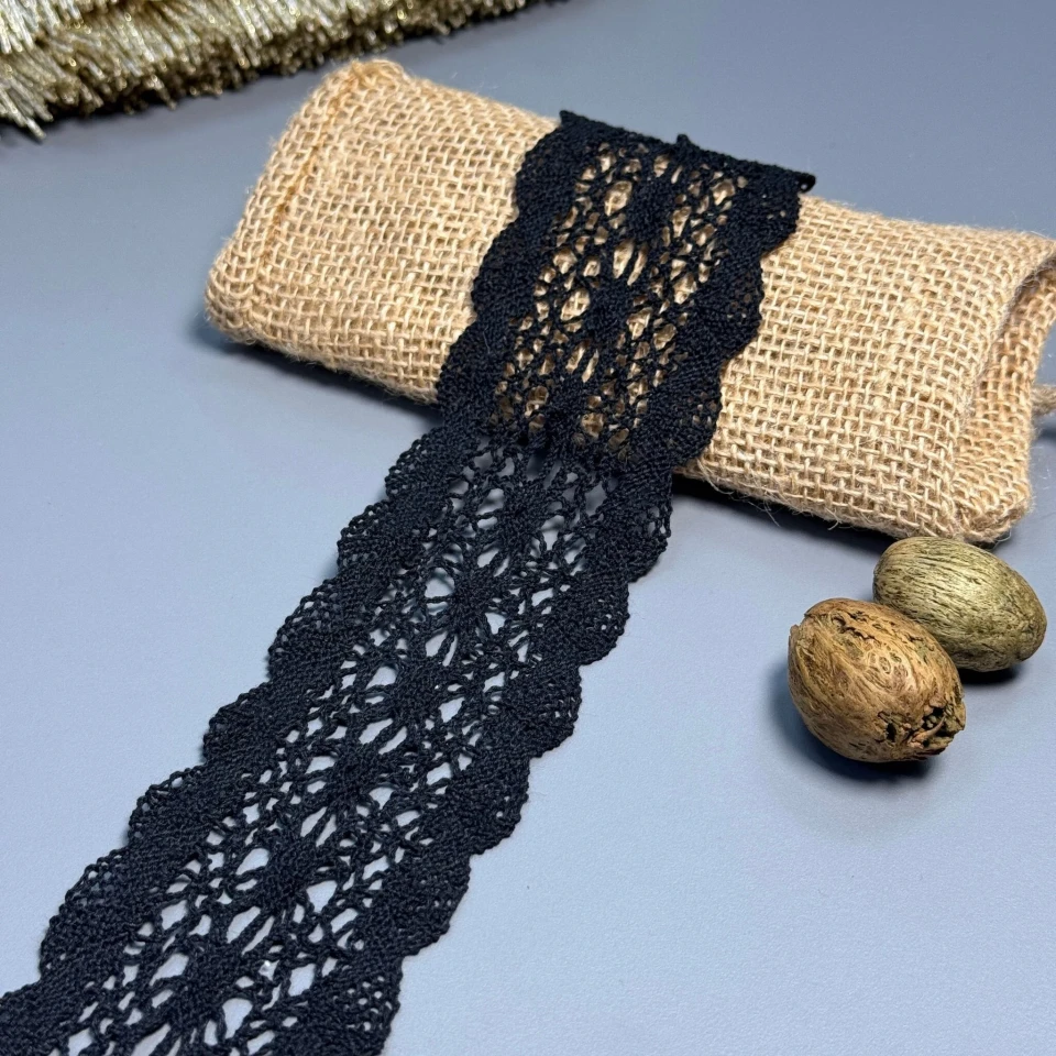 Мереживо макраме 8545 5,5 см (100 ярдів/91,4 м.), чорний