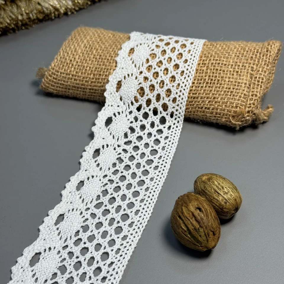 Мереживо макраме 8577 6 см (100 ярдів/91,4 м.), молочний
