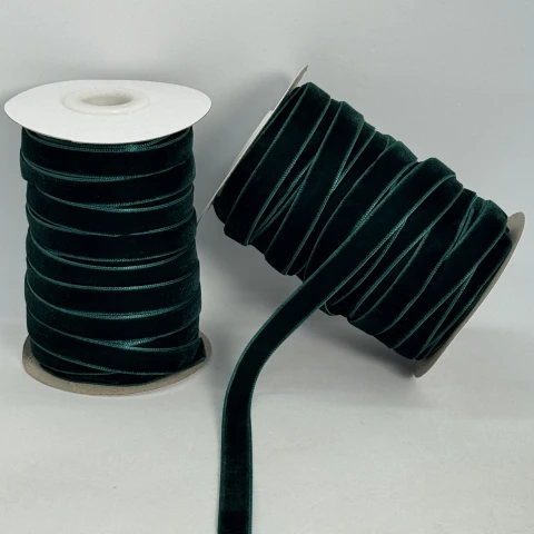 Стрічка оксамит 1 см (25 ярдів/22,75 м.), 34 зелений