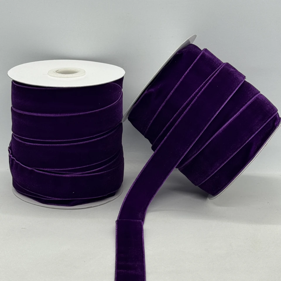 Стрічка оксамит 2 см (25 ярдів/22,75 м.), 58 баклажан