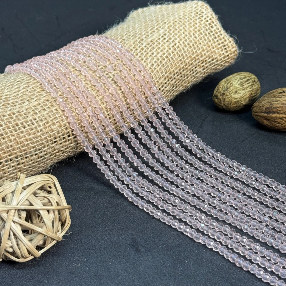 Хрусталь на нитці 4 мм (10*113 шт.), М006 світлий рожевий