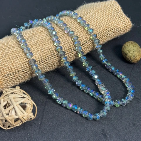 Хрусталь на нитке 8 мм (10*63 шт.), М098 серо-голубой