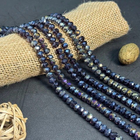 Хрусталь на нитке 8 мм (10*63 шт.), М138 чёрно синий