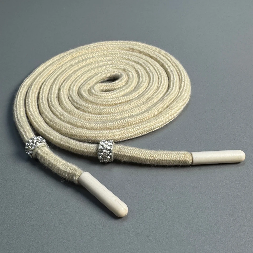 Шнурок в штани 2 бусіни (150 см), світло бежевий