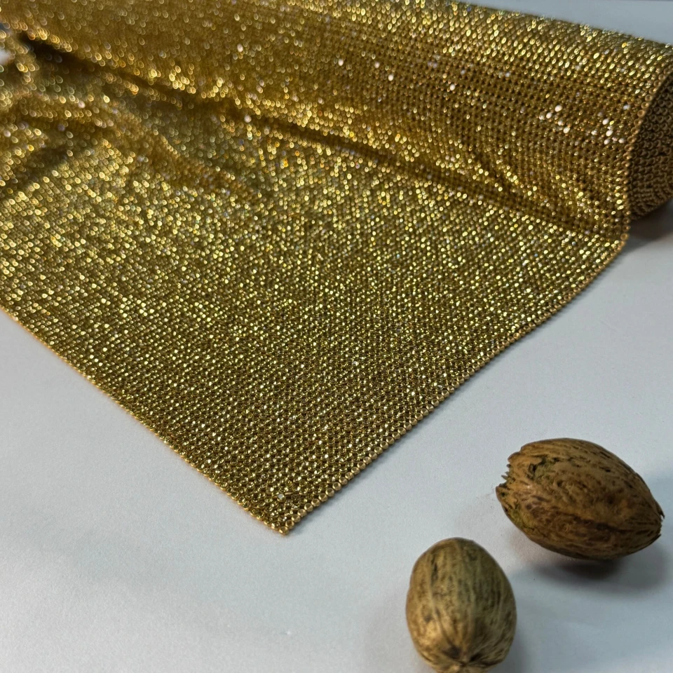 Стрази полотно пришив (36*120 см), золото+бежевий GOLD+LTC