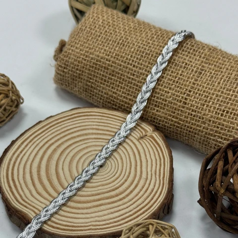 Тасьма люрекс 8390 (20 ярдів/18,28 м.), бежевий+срібло