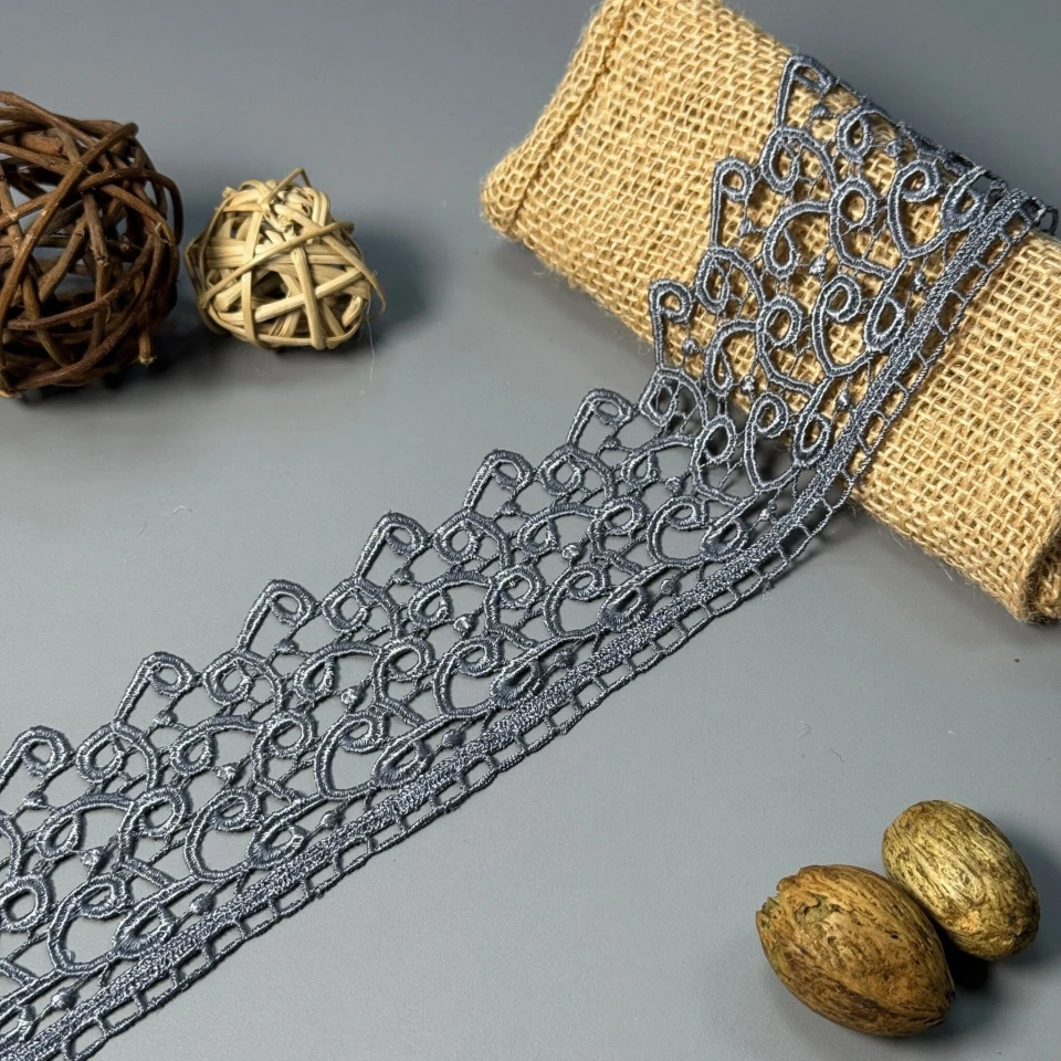 Мереживо поліестер 192 8 см.(20 метрів), сірий (20 метрів)