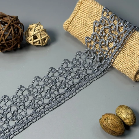 Мереживо поліестер 192 8 см.(20 метрів), сірий (20 метрів)