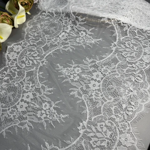 Мереживо французьке 60038 43 см. (10*3 м.), теплий білий