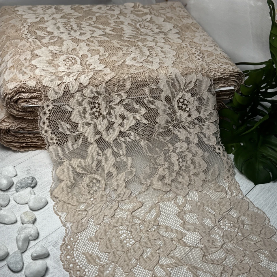 Мереживо стрейч (1126) 20,5 см (25 м.), бежевий