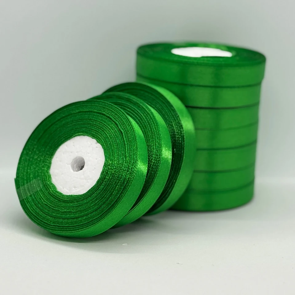 Стрічка атласна 1.2 см (10*36 ярдів), 19 зелений